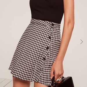 Reformation ginhgam Delia Skirt XS